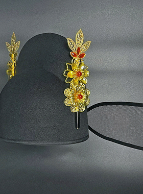 乌纱帽簪花缠花汉服帽易恢复古风