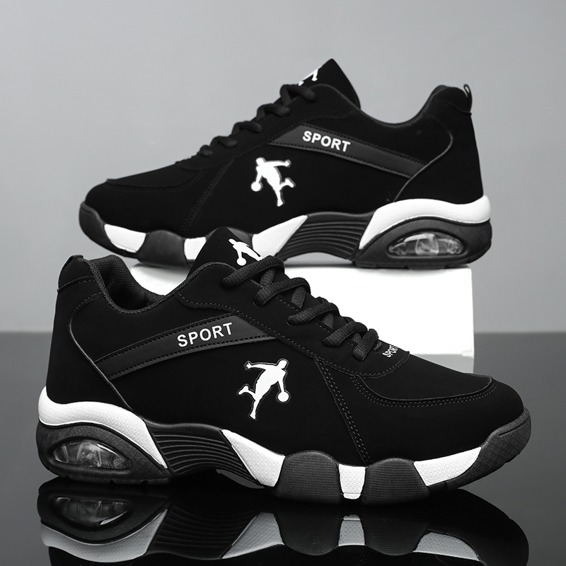 黑色德训鞋男鞋2025新款男士运动跑步鞋休闲百搭潮流增高气垫板鞋 - 图2