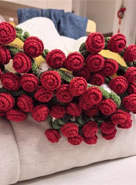 可以变成花束的毛毯成品手工毛线钩织玫瑰鲜花铃兰送女友520礼物