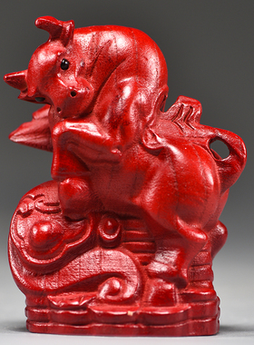 红色桃木十二生肖摆件全套