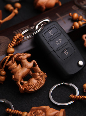 木雕刻十二生肖吊坠属鼠牛