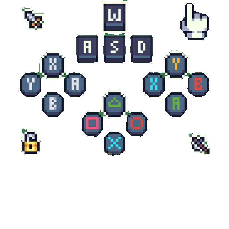 2D像素游戏素材 鼠标光标键盘主机手柄 PS Xbox Switch UI 图标包 - 图0