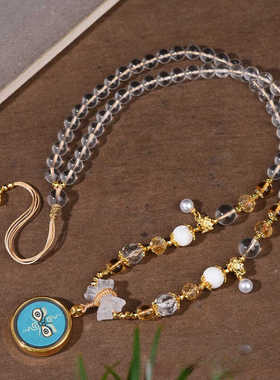 藏式民族风手工编织可爱黄水晶吊坠绳唐卡男女挂绳泰国项链绳