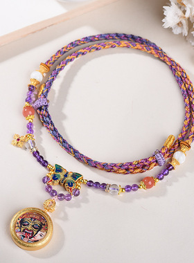 新中式藏式吊坠绳唐卡扎基拉姆手工编织挂件绳民族风古风项链绳