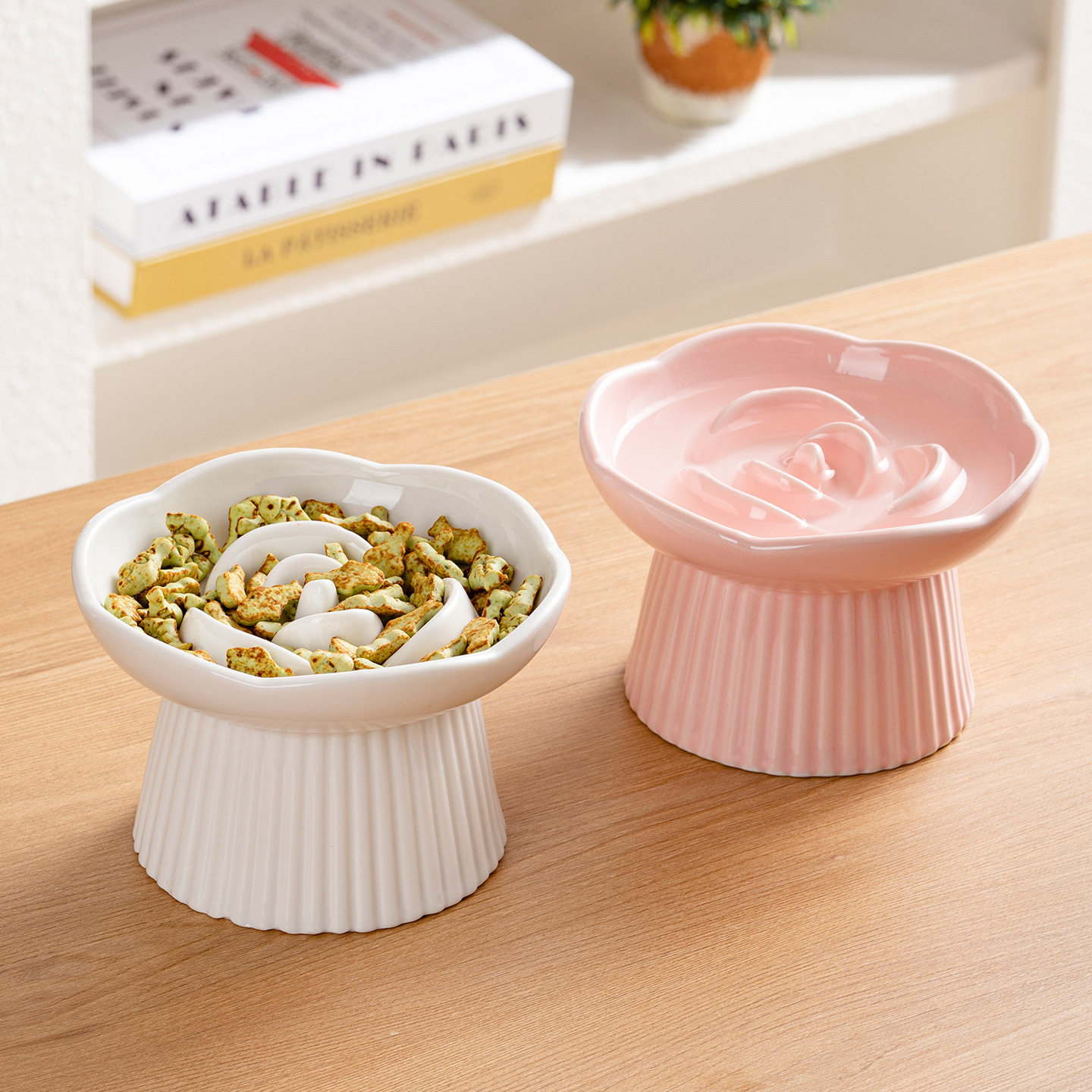 宠物用品陶瓷猫狗碗猫咪食盆慢食碗缓食碗高脚猫碗防呕吐日韩猫碗,淘宝优惠券,粉丝福利购,淘宝优惠卷