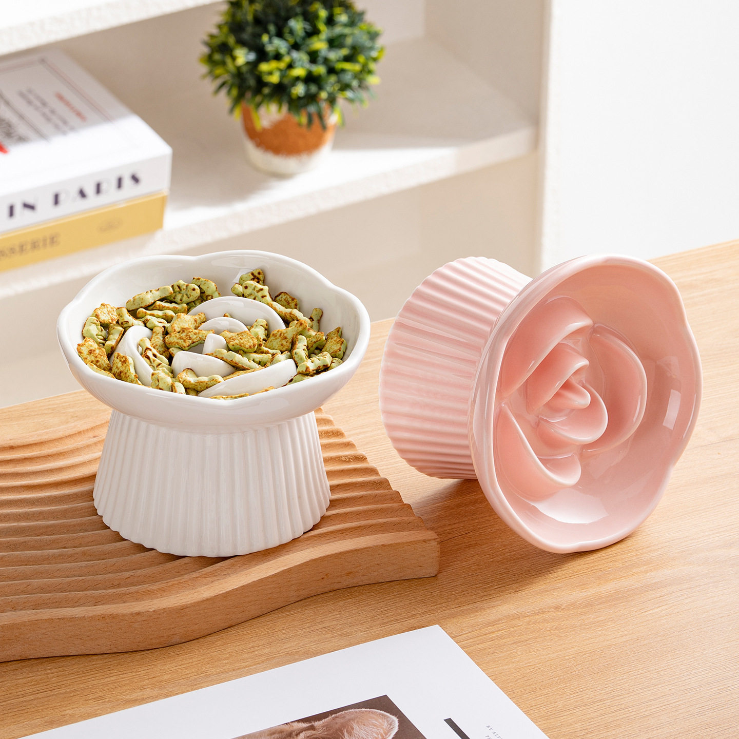 宠物用品陶瓷猫狗碗猫咪食盆慢食碗缓食碗高脚猫碗防呕吐日韩猫碗,淘宝优惠券,粉丝福利购,淘宝优惠卷