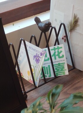 小鸟三脚架CD架书架杂志架复古法式盘架骨碟架家居收纳桌面整理