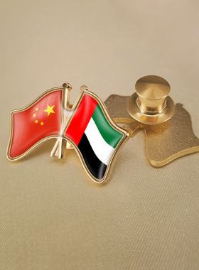 中国和阿拉伯联合酋长国双旗帜交叉旗帜友谊旗帜徽章胸章高档配饰