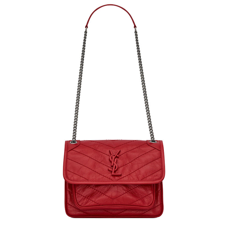 圣罗兰女士迷你复古褶皱niki斜挎包 HUAIXUAN海外女士包袋