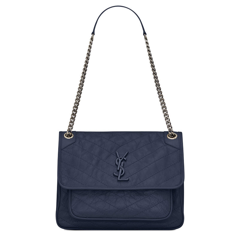 圣罗兰女士中号复古褶皱niki斜挎包 HUAIXUAN海外女士包袋