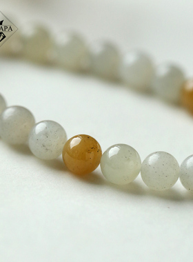 MYPAPA和田玉系列毕业级细肉青花料糯米芝麻团和田玉手链女手串