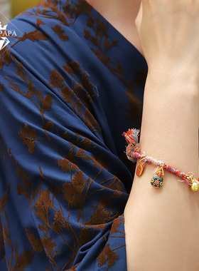 MYPAPA手工文玩吞金兽手编彩绳扎基拉姆暴力招财五彩绳男女P