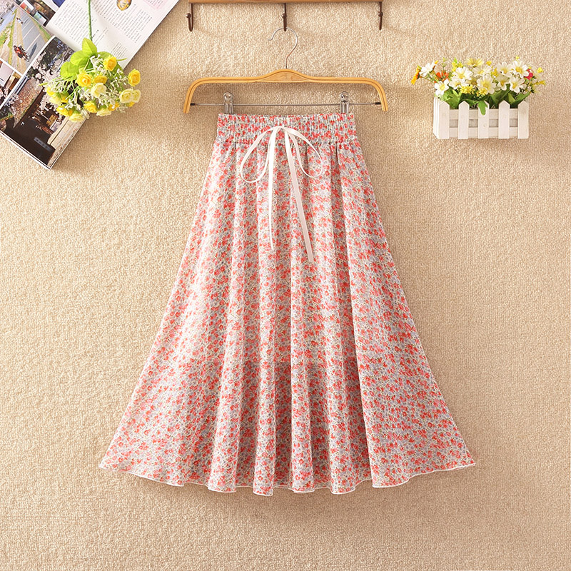 香雪露旗舰店30种花型小个子夏季新款遮胯裙子碎花A字雪纺半身裙中长款女2