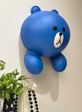 网红卡通布朗熊头雕塑背景墙挂件打卡拍照童装奶茶店门头装饰摆件