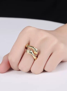 S925纯银女士食指环永久拥抱