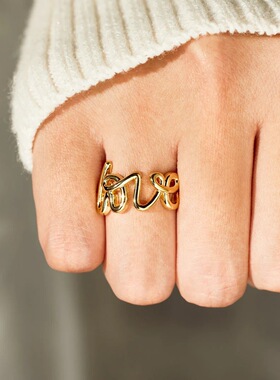 S925纯银LOVE字母女士食指环