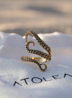 S925纯银章鱼爪泰银开口戒指女