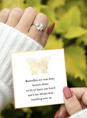 S925纯银开口蝴蝶镶钻女士戒指