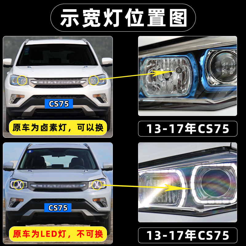 适用13-17款长安CS75超亮小灯泡爆闪示廓灯灯泡配件改装LED示宽灯-图0