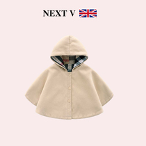 UK NEXT Autumn winter baby cloak men and women go out to serve girls shawl child fur windproof shawl