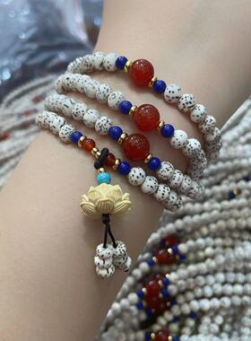 菩提手链女天然海菩提子圆珠6佛珠手串情侣饰莲花