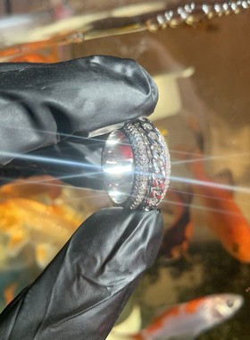 s925纯银迈阿密古巴链戒指可转动嘻哈银饰品配饰满钻指环Rings