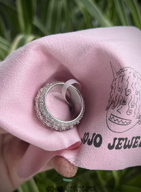 满钻镶嵌高闪冰感戒指环嘻哈银饰