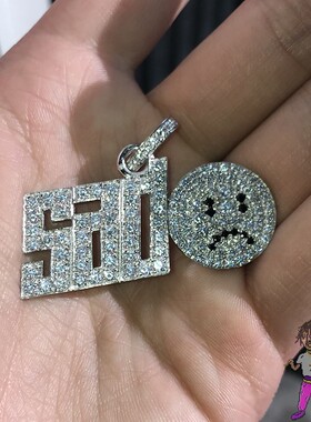 SadEmoji悲伤吊坠925银镀白金