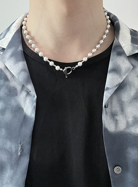 檀健次同款钛钢珍珠男女时尚项链