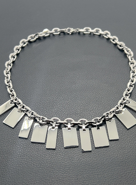 张艺兴同款国潮钛钢吊牌嘻哈项链