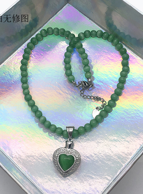 任贤齐同款国潮猫眼石爱心项链