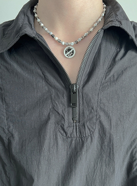 刘宪华同款玛瑙男女钛钢项链