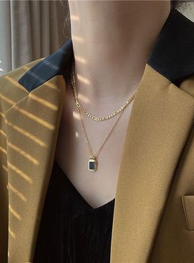 项链 女2022年新款钛钢高级设计感小众锁骨链双层ins气质不掉色潮