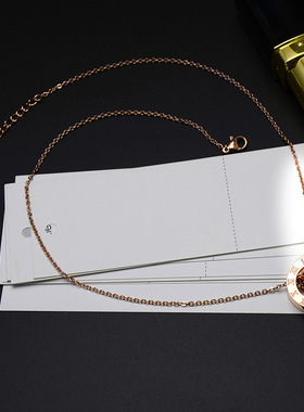 镶钻玫瑰金双环钛钢森系锁骨链