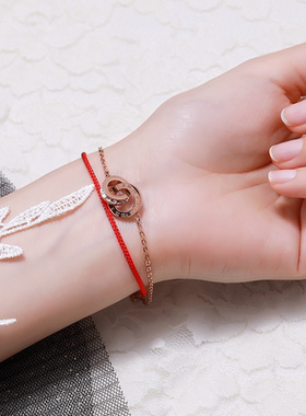 18k钛钢玫瑰金超仙不掉色手链