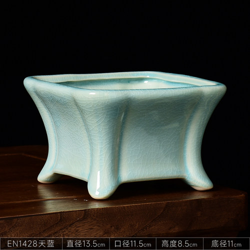 四方形花盆陶瓷大口径高款兰花盆造景飘枝老桩盆景盆大号吊兰多肉 - 图3