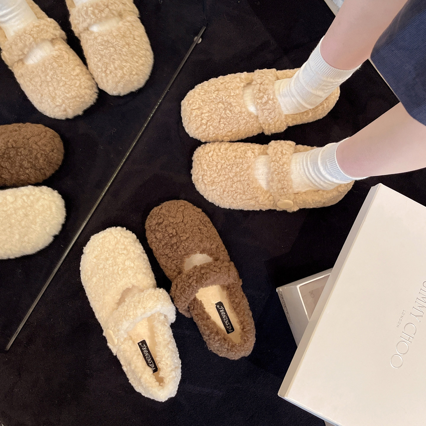 羊羔毛毛鞋女外穿2025新款秋冬季一脚蹬懒人毛绒豆豆鞋玛丽珍棉鞋,淘宝优惠券,粉丝福利购,淘宝优惠卷