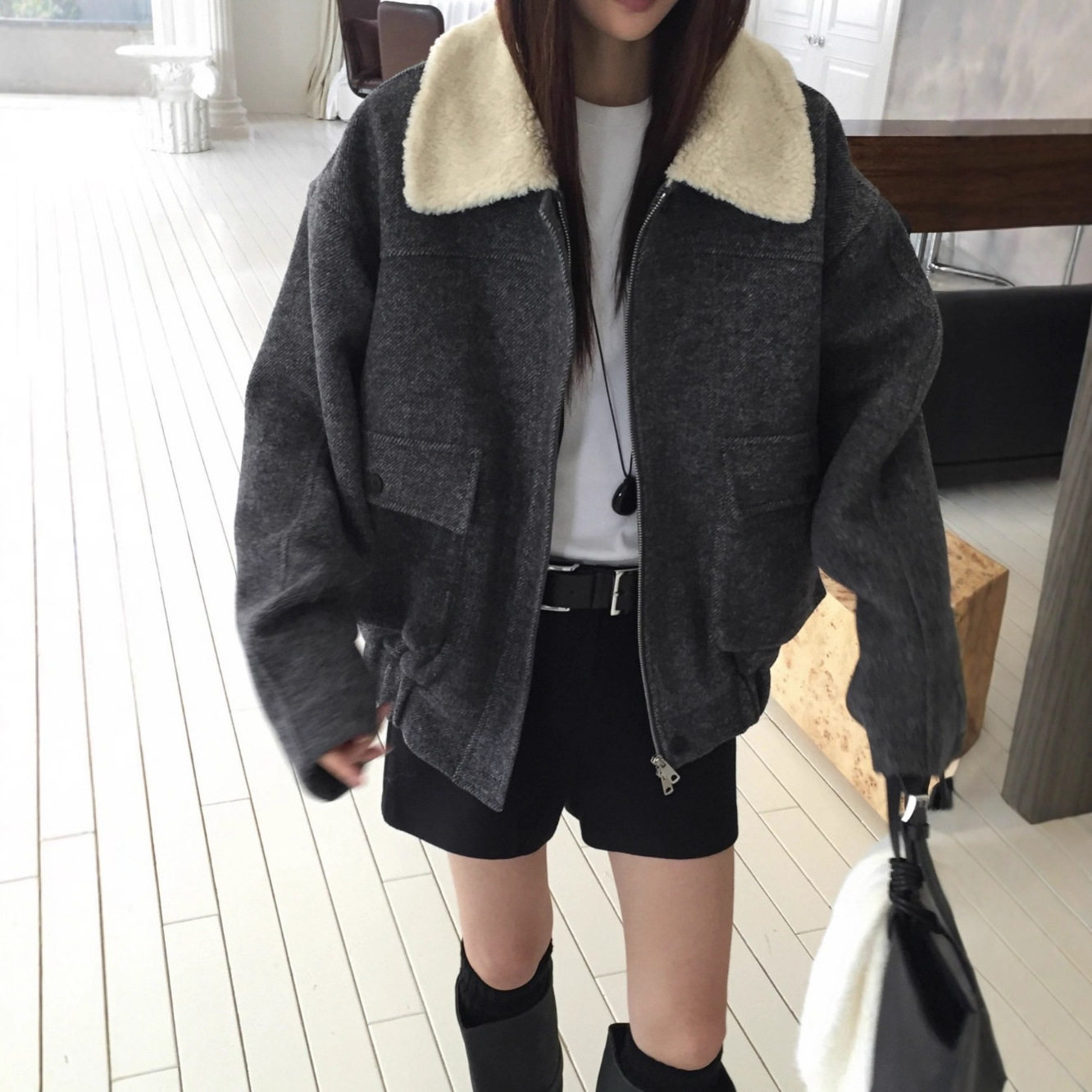 2025年冬季新款韩国东大门复古高级感毛领短款毛呢外套女装,淘宝优惠券,粉丝福利购,淘宝优惠卷