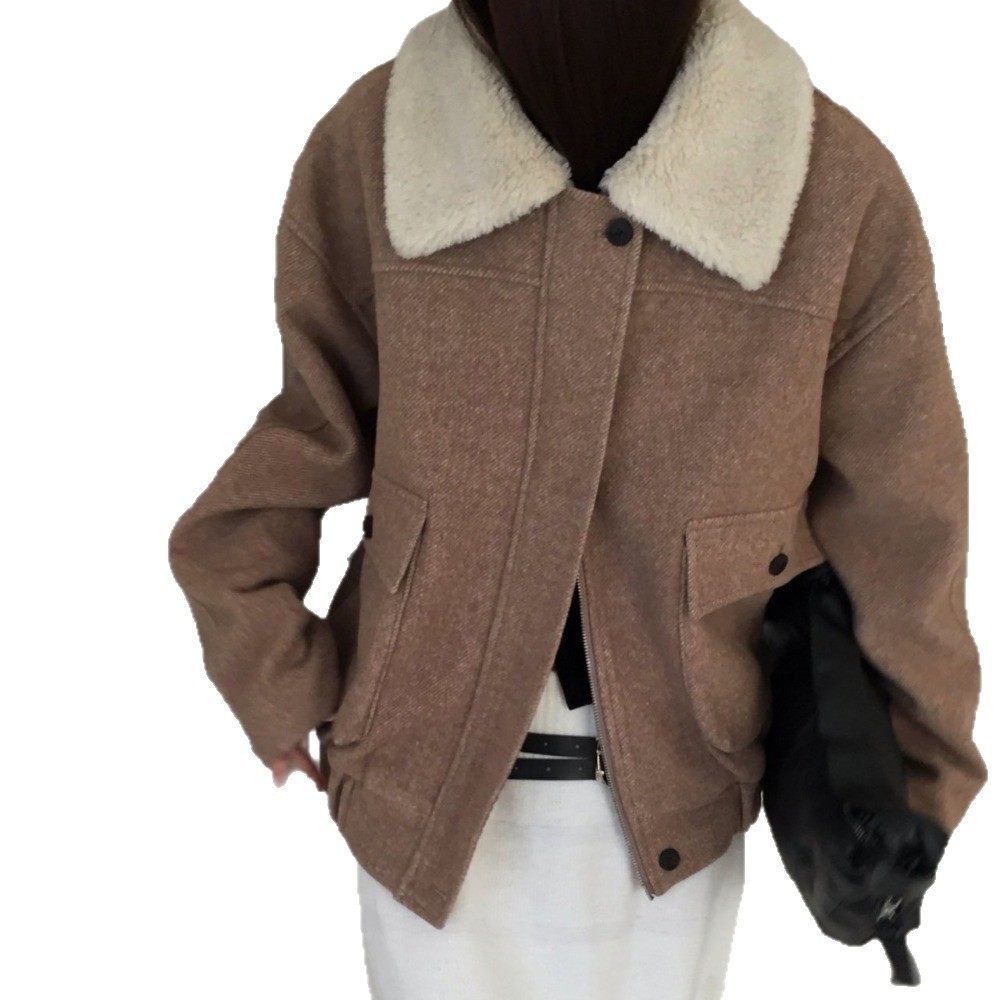 2025年冬季新款韩国东大门复古高级感毛领短款毛呢外套女装,淘宝优惠券,粉丝福利购,淘宝优惠卷