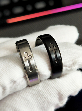 不掉色戒指项链纯钛高级设计感