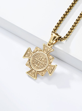 欧美文艺复古钛钢项链小众个性男