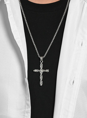 情侣对戒首饰无性别钛钢十字项链