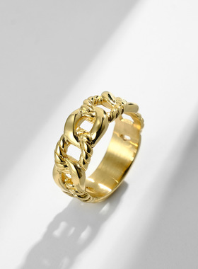 戒指潮个性ring不锈钢链条戒指环
