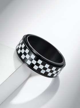 戒指ring指环可旋转钛钢胖男戒指