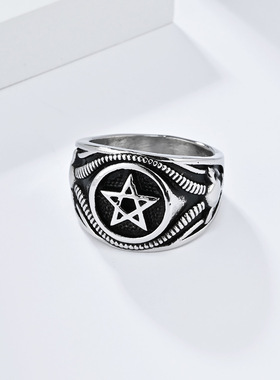 五芒星钛钢戒指士个性不锈钢手饰