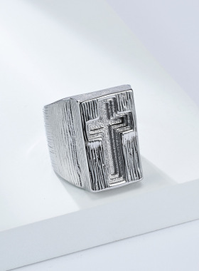 嘻哈夸张霸气朋克复古十字架钛钢