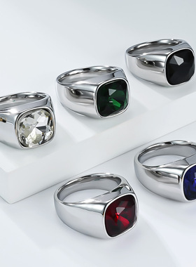 钻黑宝石戒指男女个性手饰品ring