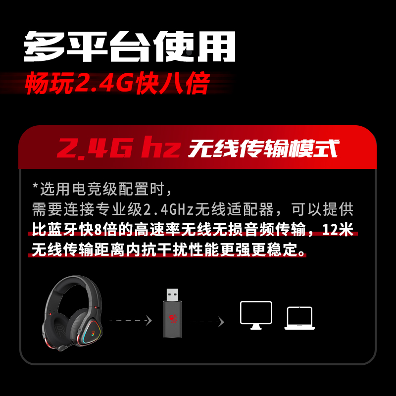 双飞燕MR710耳机头戴式蓝牙无线电竞游戏专用降噪电脑吃鸡官方-图3