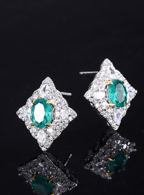 珠宝热卖S925通体银首饰套装仿木佐绿祖母绿色戒子耳钉吊坠