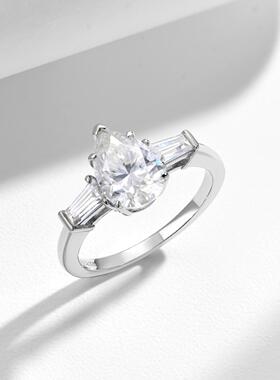 热卖水滴7*10mm2ct全莫桑银梯方